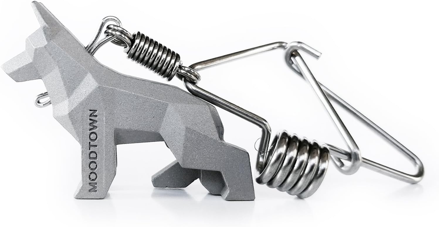 MOODTOWN Handcrafted Stainless Steel Dog Keychain Gift for men and women- German Shepherd Puppy Car Keyring Car rear view mirror hanging accessory