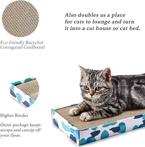 Miniatura 4 de PEEKAB Rascador de cartón reversible para gatos y gatos, almohadilla para rascar gatitos corrugado para rascar la cama incluida (paquete de 3)