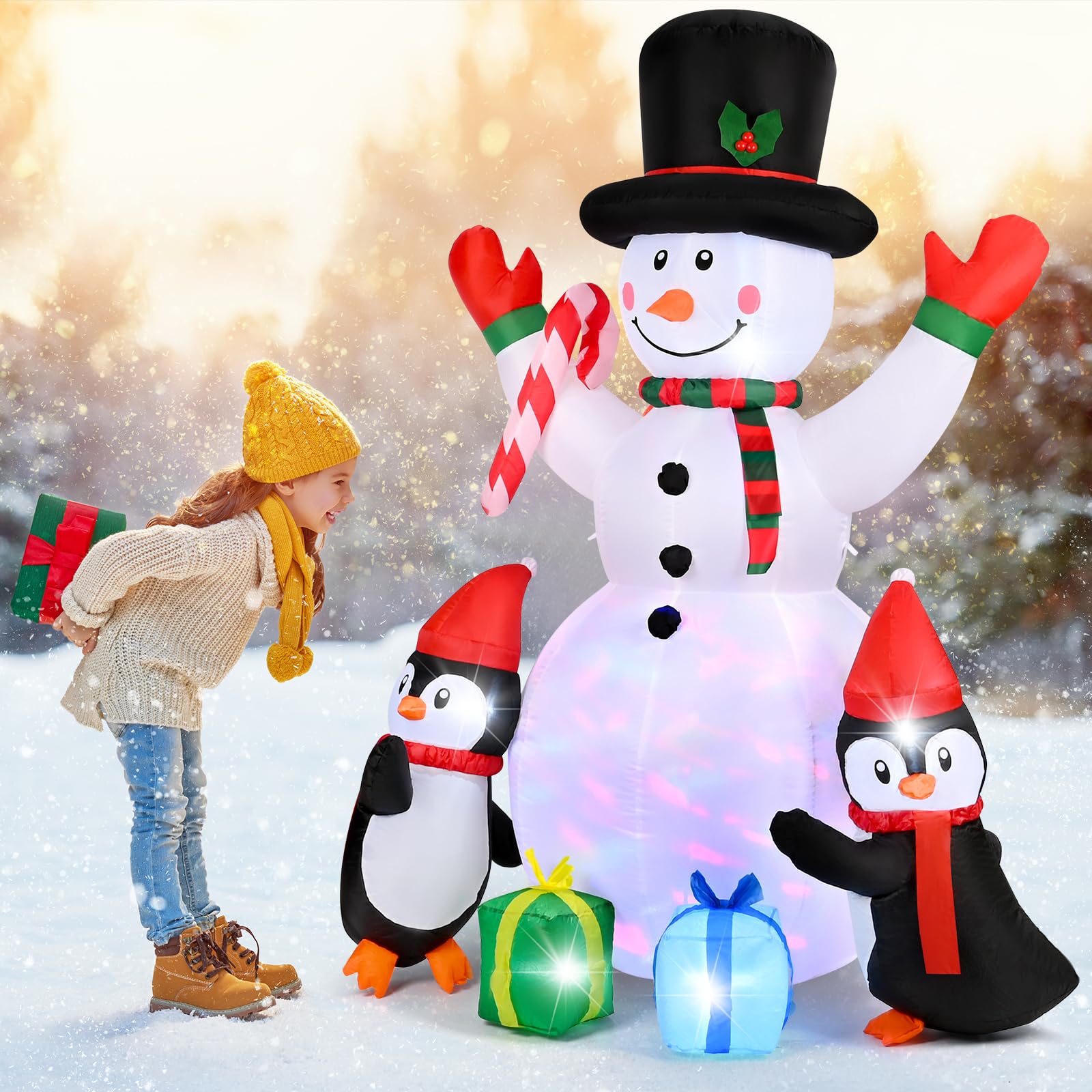 COSTWAY Opblaasbare kerstman in helikopter, led-kerstdecoratie met sneeuwpop en pinguïn, winterdecoratie, opblaasbaar buiten, kerstdecoratie voor binnenplaats, tuin en gazon COSTWAY Opblaasbare kerstman in helikopter, led-kerstdecoratie met sneeuwpop en pinguïn, winterdecoratie, opblaasbaar buiten, kerstdecoratie voor binnenplaats, tuin en gazon