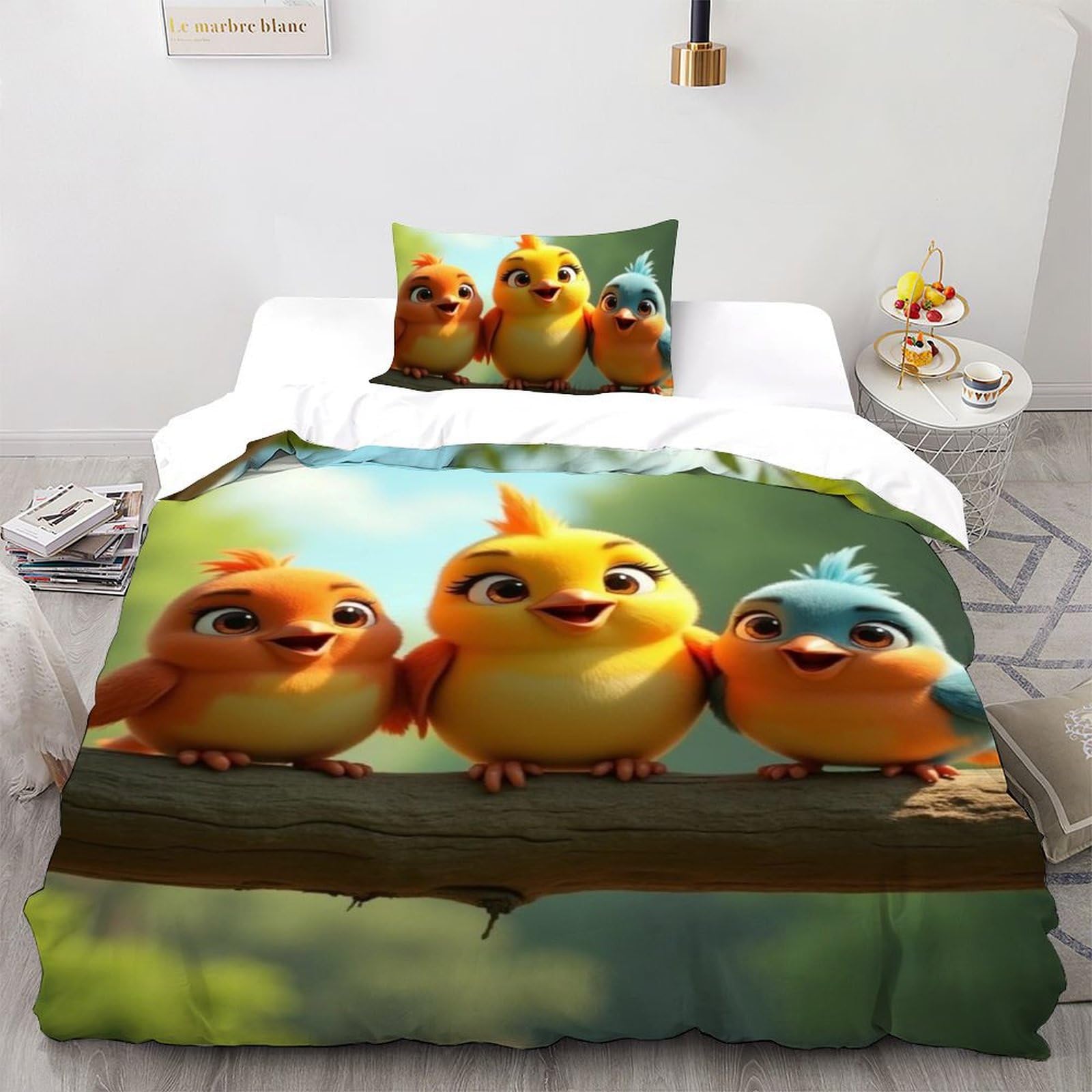 Housse de couette microfibre animaux land imprimé 3D fermeture éclair filles single