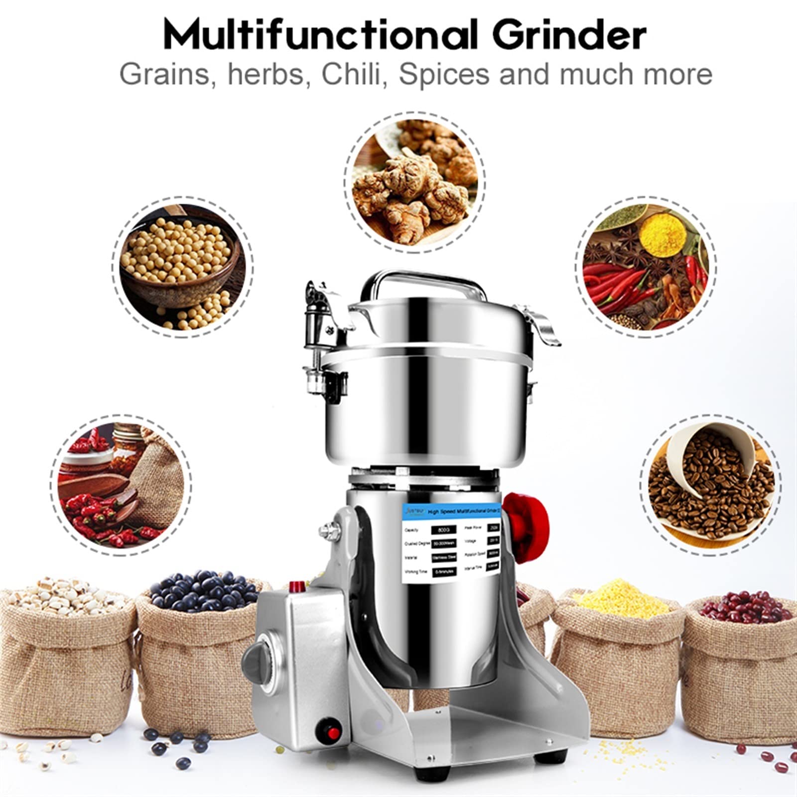 DieffematicKF Ekspresy do kawy Big Capacity 800G Herb Grinder Coffee Machine Grain Spices Mill Dry Food Grinder