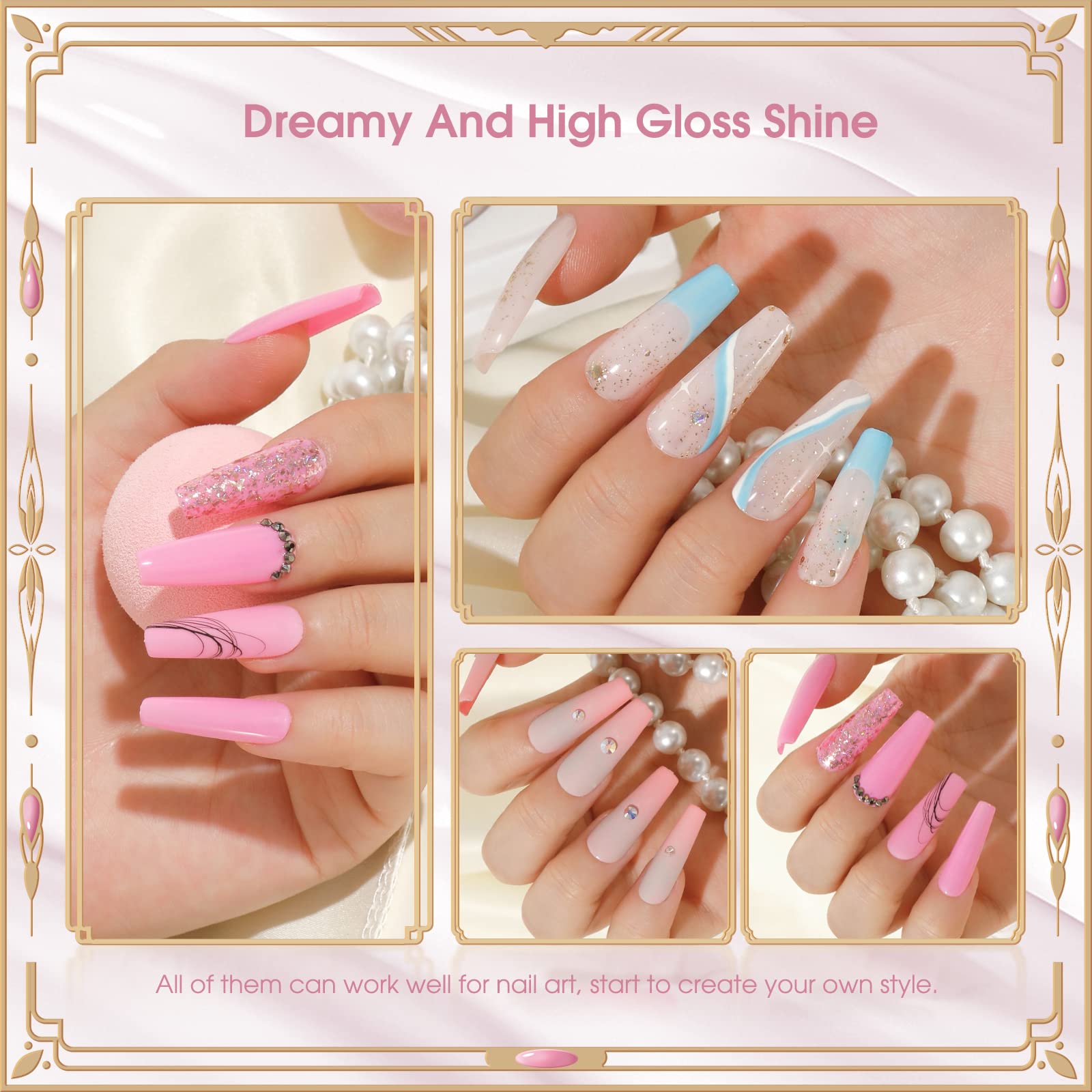 ROSALIND Uñas Semipermanentes Kit Completo Lámpara 48W, 6 Colores 10ML Pastel Pintauñas Permanentes con Base et Top Coat Mate Kit Manicura Semipermanente