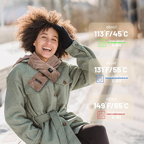 Miniatura 5 de Bufanda térmica eléctrica, almohadilla térmica para el cuello para aliviar el dolor de cuello, envoltura portátil para el cuello con banco de