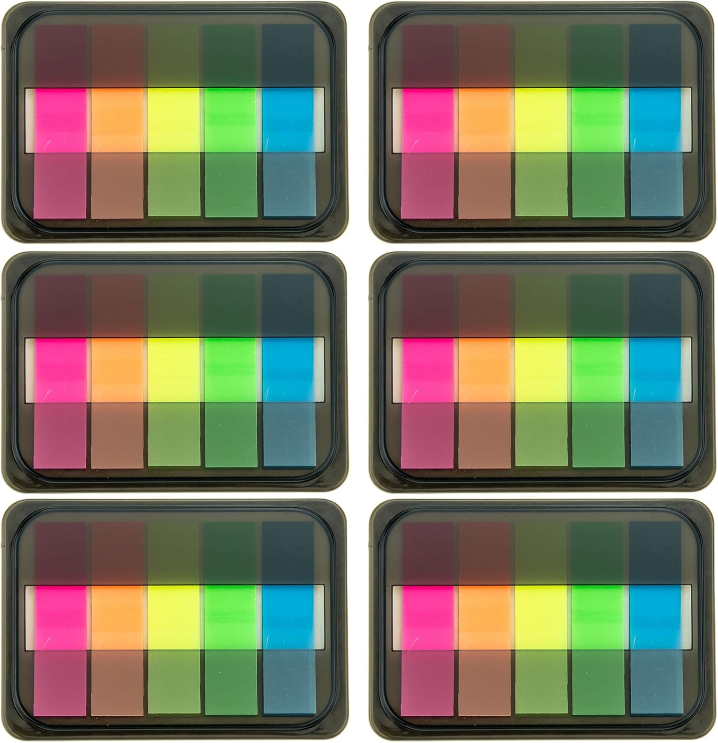 600pcs Sticky Index Tabs with Base Box PET Multicolor Sticky Tabs Page