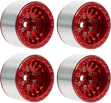 1.0" CNC Aluminum Beadlock Wheel Rims for 1/18 TRX4M 1/24 Axial SCX24 AX24 FMS FCX24 RC Crawlers Car Upgrade Red