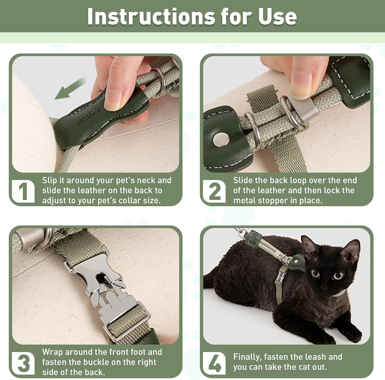 ETIAL Premium Adjustable Escape-Proof Cat Harness & Leash Set with Leather Sliding Back, 4.3ft Nylon Rope, Cross-Strap, Heavy-Duty Buckles for Secure Walking (Hibiscus Purple, Back Length 3.5”-4.7”)