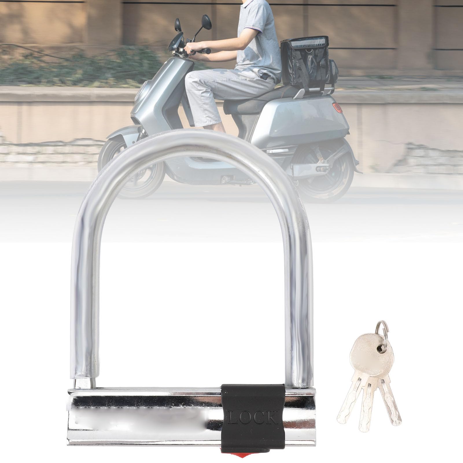 Natudeco Cycling U Lock Carbon Steel Portable Security U Lock Cutting Prevention Cycling Security U Lock with Keys for Electric Cycling Motorcycles Tricycles