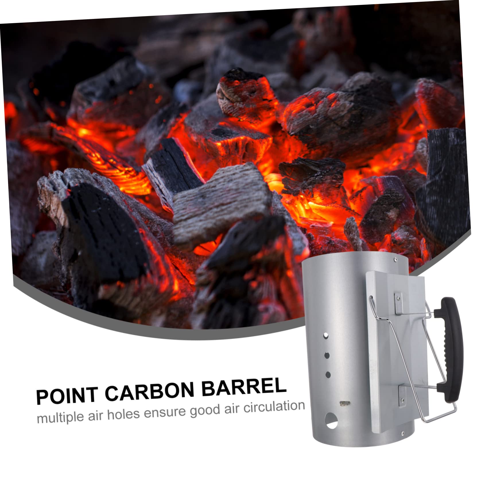 Abaodam BBQ Ignition Barrel 19 in Zincato Argento per Accensione Rapida | Fire Starter Chimney, Carbon Stove, Grill Fire Starter, Vacanze Estive, Barbecue Esterno
