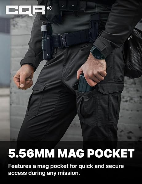 CQR Men's Flex Ripstop Tactical Pants, Water Resistant Stretch Cargo Pants, Lightweight EDC Hiking Work Pants - 5