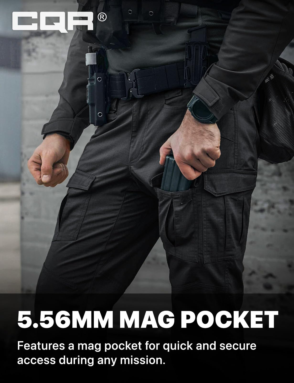 CQR Men's Flex Ripstop Tactical Pants, Water Resistant Stretch Cargo Pants, Lightweight EDC Hiking Work Pants — view 5
