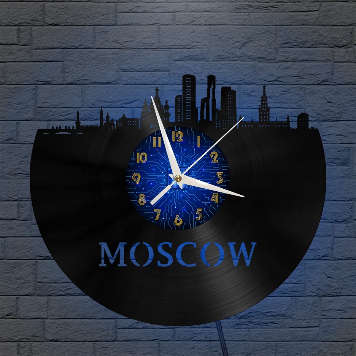 Horloge en vinyle silencieuse non kick à pile avec décor Moscow City