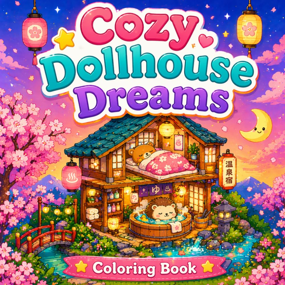 Cozy Dollhouse Dreams Coloring Book for Adults and Teens: Cute Miniature Homes, Cozy Interiors, Tiny Rooms, Aesthetic Relaxing Coloring Pages, Stress Relief and Creative Fun