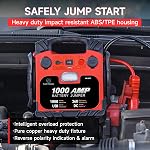 Car Battery Jump Starter with Air Compressor Portable Tire Inflator,260PSI 1000Amp Battery Booster Jumper Box(Up to 5L Gas or 5L Diesel) Power Station 12V DC Outlet USB Port,LED Light