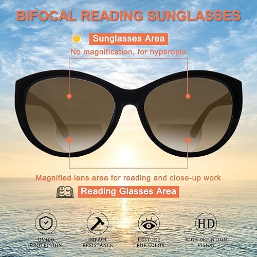 Miniatura 4 de BONCAMOR Paquete de 4 lentes de sol bifocales de lectura para mujeres y hombres, protección UV400, lentes de sol para exteriores