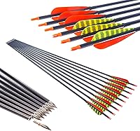 QunYing 12pcs Carbon Feather Arrows 300-700 Spine for Recurve Compound Longbow Hunting Target Practice