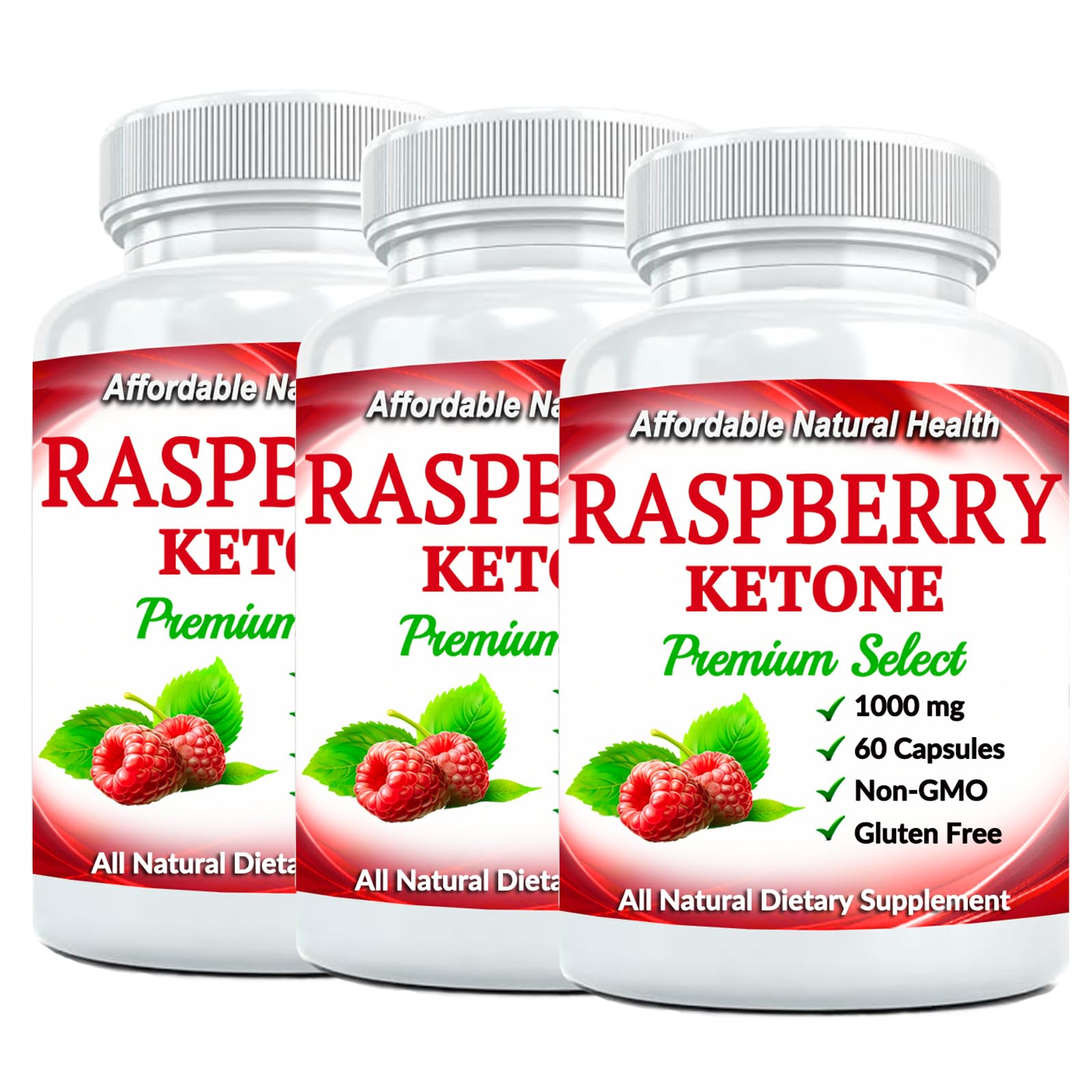 Raspberry Ketone Capsules, All-Natural Formula, May Support Active Healthy Lifestyle, 1000 mg Supplement, 180 Capsules, 6 Month Supply, Vegan, Non GMO