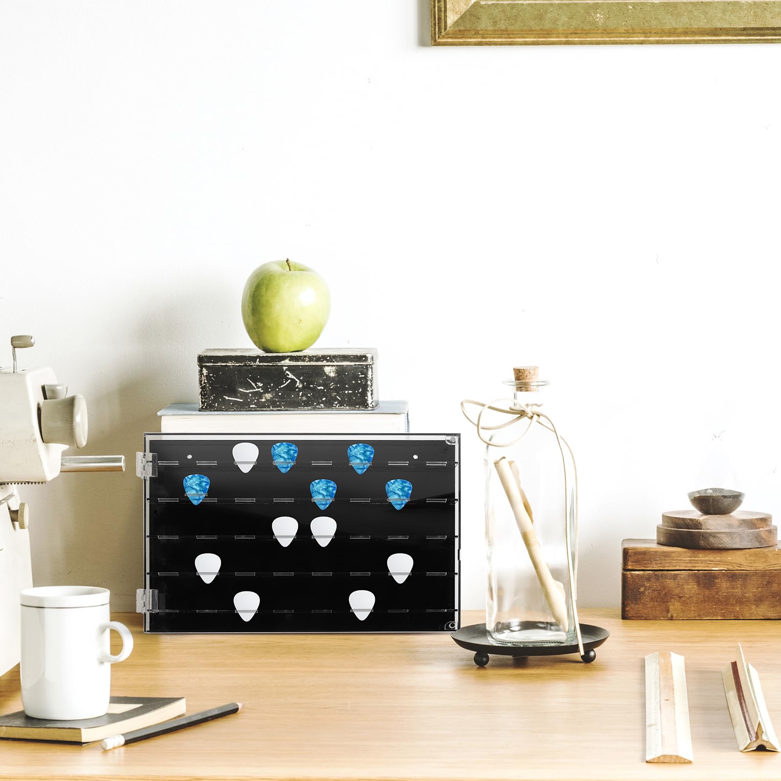 Toyvian Przezroczysty Organizer Kostki Do Gitary z Przegródkami Ścienny Uchwyt Piórka Akustyczne i Elektryczne Kompaktowe Etui Do Przechowywania Kolekcji dla Muzyków i Miłośników Muzyki