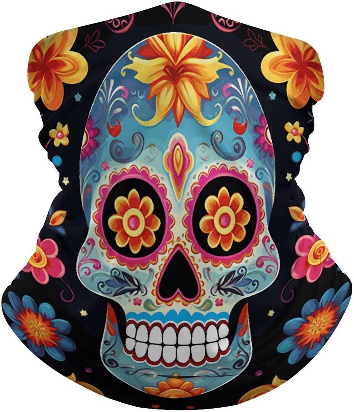 Sugar Skulls Bandana Soft Neck Breathable Headband Uv Protection Neck Gaiter Reversible Scarf Gaiter Double-Sided Head Scarf Multipurpose Headwear For Outdoor Running Hiking