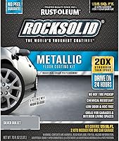 Vista 13 de Kit de piso para cochera de aspecto metálico de bala de plata Rust-Oleum RockSolid., 0, Paquete de 1, Gris metálico