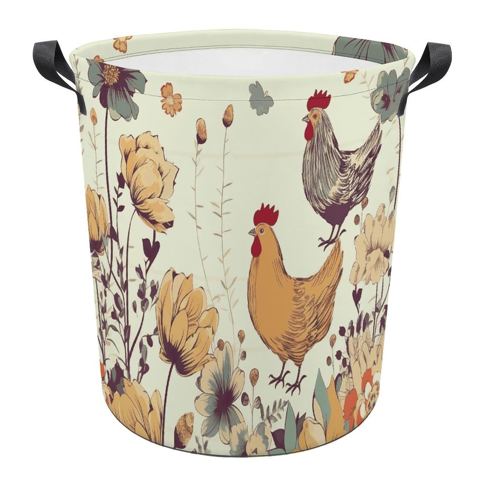 Panier de rangement en tissu avec motif poule pour organiser la chambre et le salon