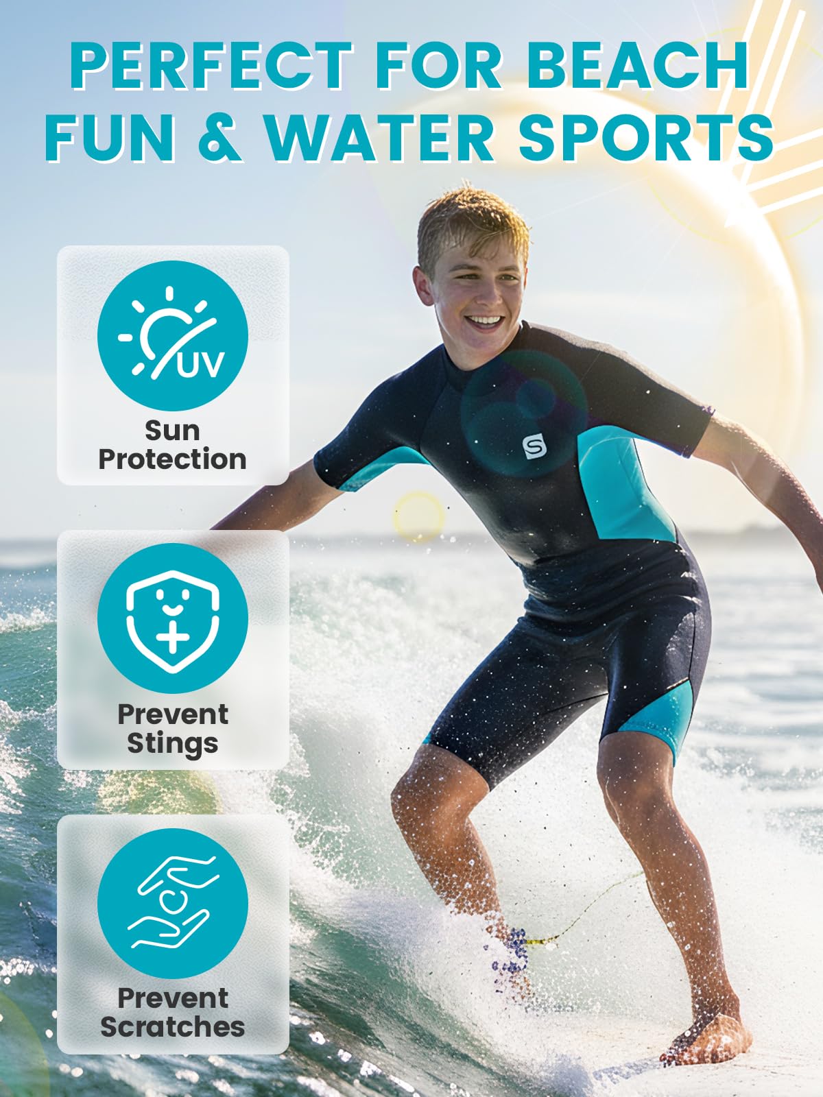 Muta per bambini e bambina, muta in neoprene da 2 mm con protezione UV50+ Mantiene il calore, morbida ed elastica, per nuoto, snorkeling e surf