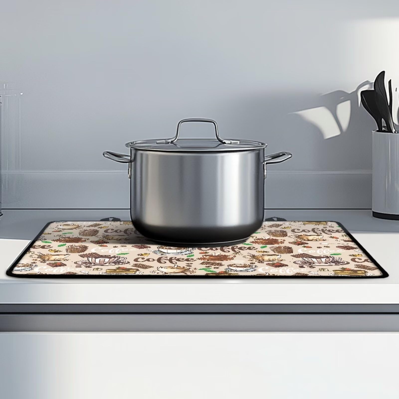 Txsniver Stove Top Covers for Electric Stove Flat Induction Cooktop Cover Mat Oil-Proof Ceramic Glass Stove Top Protector Foldable Kitchen Accessories, 29 x 21 Inch, Coffee Chocolate Dessert