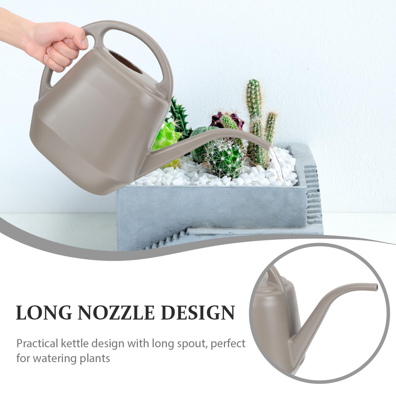 Regadera de Plástico Boquilla Larga 4l Abs Color Café | Uso Interior y Exterior, para Plantas y Suculentas, Diseño de Riego Preciso