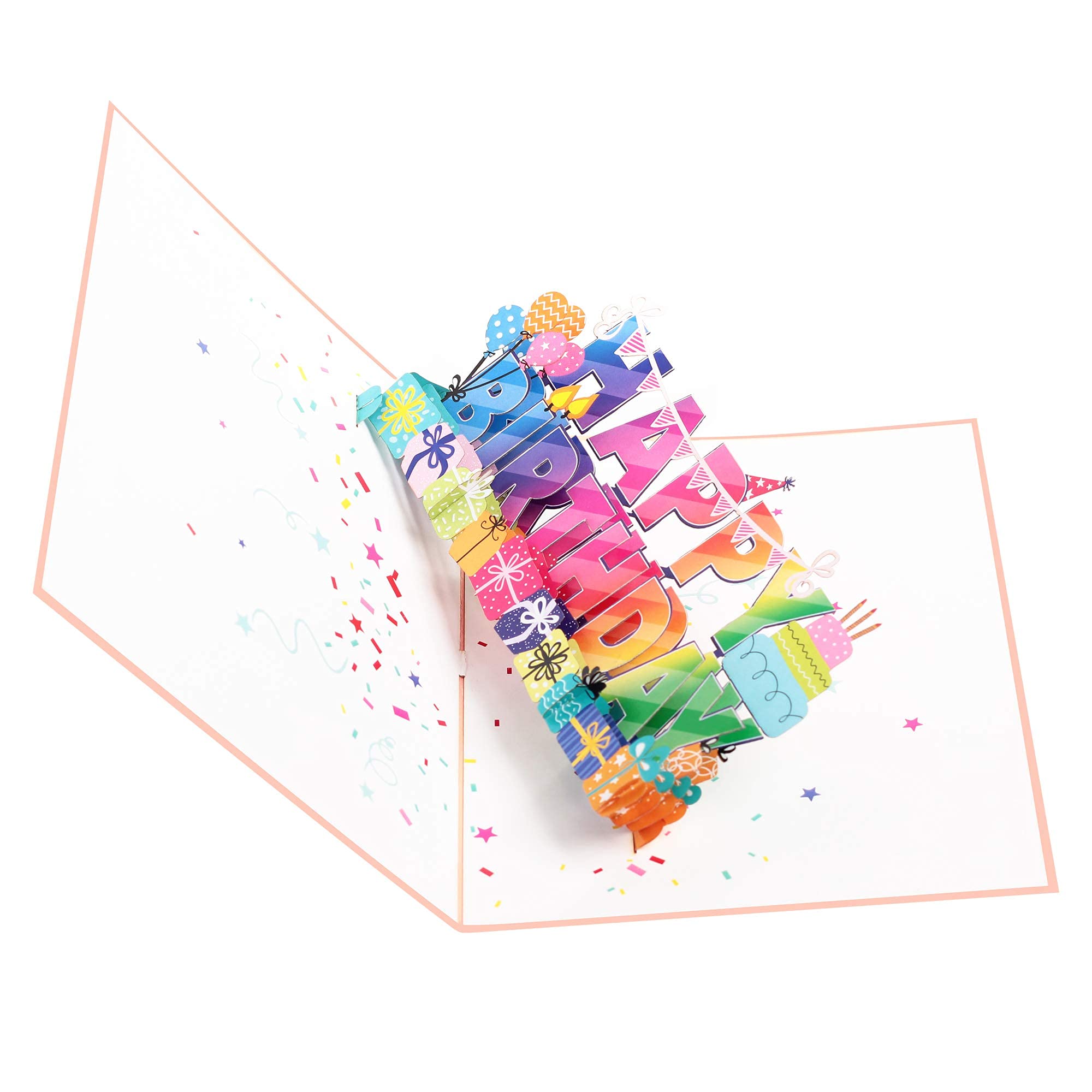 LIMAH® Biglietto pop-up 3D per nascita, per ragazze, biglietto di auguri, biglietto di nascita, adatto per regalo, buono o regalo in denaro, motivo elefante con palloncini rosa