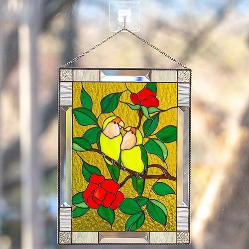Panel decorativo para colgar ventanas pintadas, colgante de ventana manchada de colibrí, colgante de ventana de acrílico manchado, panel de ventana