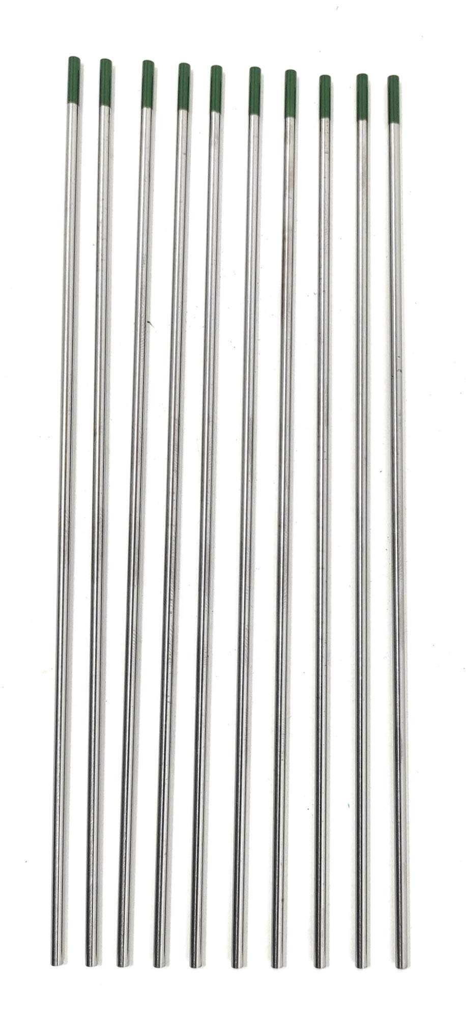 ELCAN Tungstens TIG saldatura Verde puro WP professionale, 1.0 1.6 2.0 2.4 3.2 3.2 elettrodi per saldatura torcia TIG, 10 unità - Dimensioni: 2,4 x 175 mm