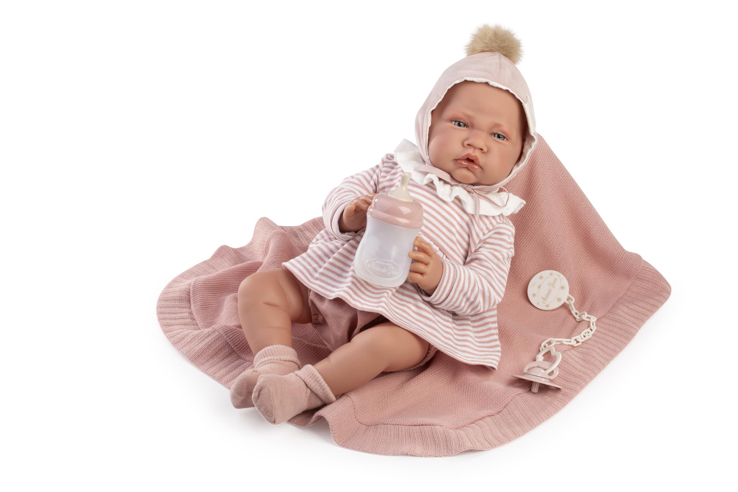 Muñecas Antonio Juan Recién Nacida Lúa Pompón, Muñeca Bebé Realista con Cuerpo Blandito, 42 cm, Incluye Accesorios de Cuidado