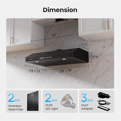 Miniatura 9 de Campana extractora de 30 pulgadas para debajo del gabinete, rejillas de ventilación VIKIO HOME para cocina, campanas de ventilación de 30 pulgadas