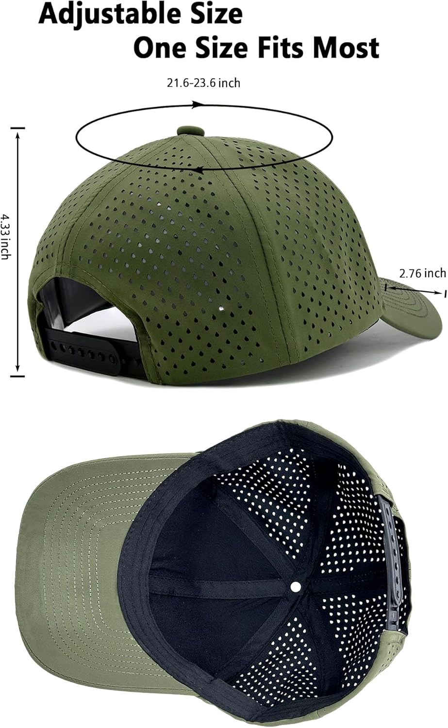 2 Pack Snapback Hats for Men Women, Quick Dry Mesh Baseball Caps for Running, Workouts, Adjustable Performance Hat