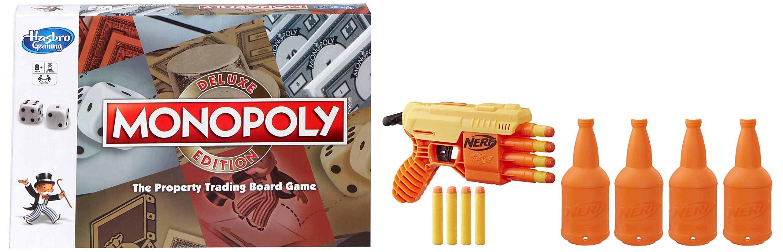 See full amazon price history chart for Monopoly Deluxe Edition Game & Puzzles for Friends and Family, Toys for Kids, Boys and Girls Ages 8 Years Old and Up & Nerf Fang QS-4 Targeting Set - 13-Piece Alpha Strike Set Includes Toy Blaster Monopoly Deluxe Edition Game & Puzzles for Friends and Family, Toys for Kids, Boys and Girls Ages 8 Years Old and Up & Nerf Fang QS-4 Targeting Set - 13-Piece Alpha Strike Set Includes Toy Blaster (B0BJ5MKY7V) Amazon Price History, Amazon Price Tracker