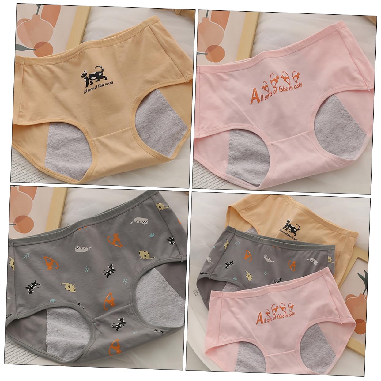 BESTYASH Bragas Periodo Menstrual Bragas Para Mujeres Calzoncillos Menstruales Pantalones De Lino De Las Mujeres Inconformista Menstrual Ropa Interior De Época Algodón