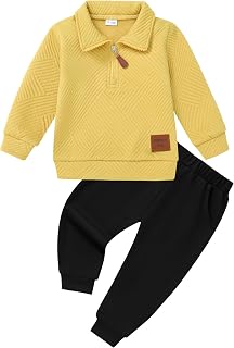 ZOEREA Toddler Baby Boy Clothes Outfits Long Sleeve Solid Sweatshirt | 2 Piece Sweatsuit Set, Side Pockets, Joggers Pants, Pullover Tops with Leather Label, Soft and Comfortable