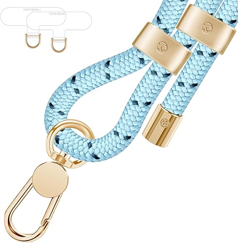 Miniatura 11 de UKON Cordón para teléfono celular, cordón cruzado con hebilla de metal de alta calidad con 2 parches para teléfono (azul) Azul,Beige,Verde,azul