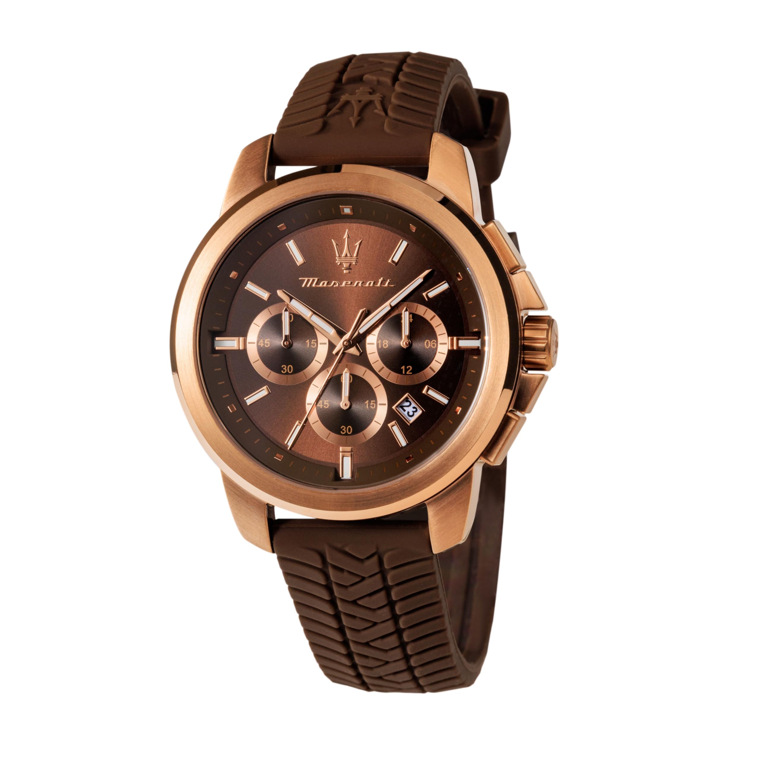 Maserati Rubber Lifestyle Chronograph Date Analog Dial Color Brown Mens Watch - R8871621039 (B0CLRMQTYL) Amazon Price History, Amazon Price Tracker
