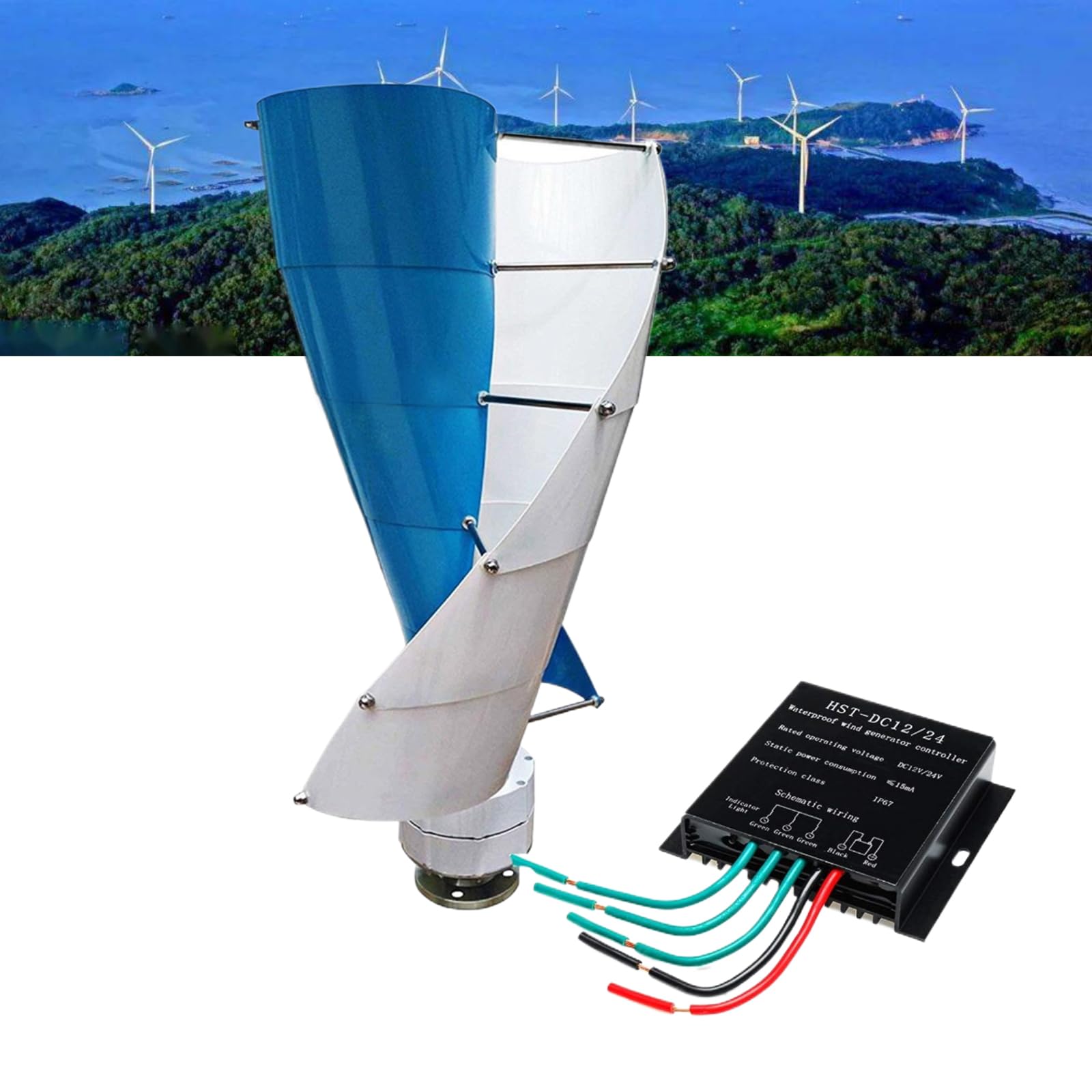 Zestaw generatora wiatrowego o mocy 4000W, cichy i bezgÅ‚oÅ›ny, z kontrolerem 12V/24V/48V/220V, do zasilania energiÄ… sÅ‚onecznÄ… i wiatrowÄ…, idealny do oÅ›wietlenia domu i ulicy
