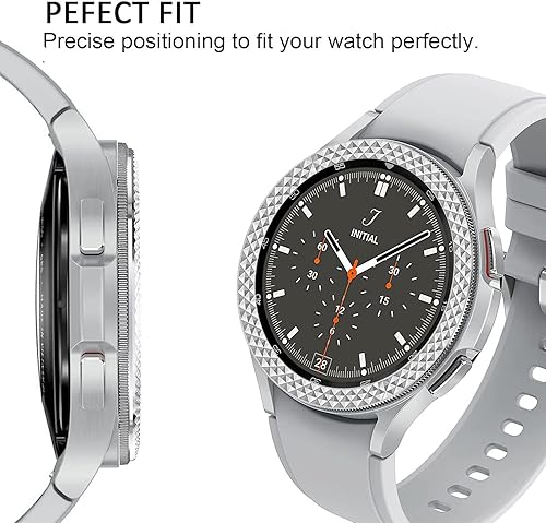 Vista 45 de Fundas para Samsung S3 Frontier/Classic/Galaxy Watch 4/4 Classic, Rhinestone Diamond Steel Watch Face Bezel Rings (negro)