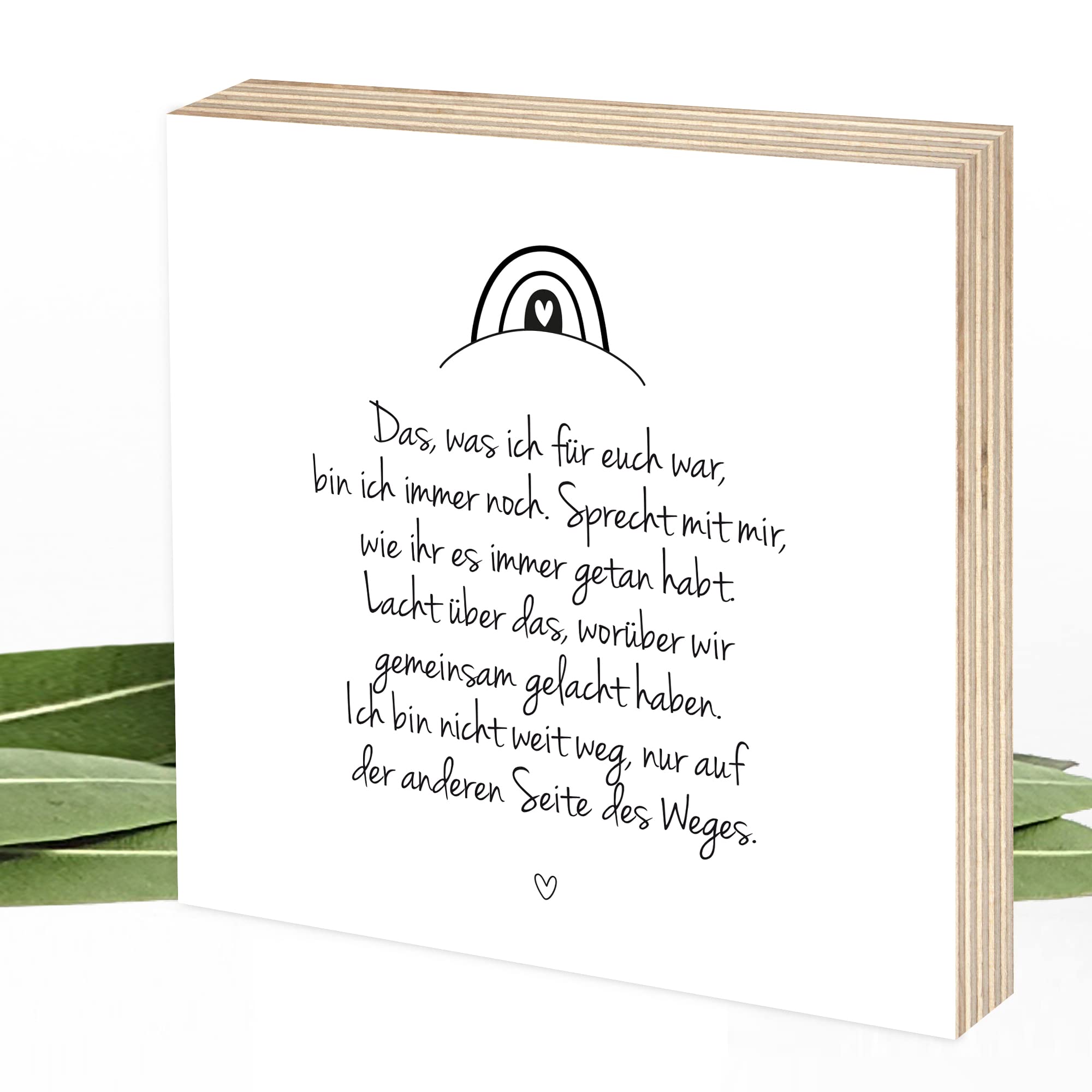 Wunderpixel® Holzbild Das, was ich war - Andenken an Verstorbene - 15x15x2cm zum Hinstellen/Aufhängen, echter Fotodruck mit Spruch auf Holz - Wand-Bild Aufsteller - zur Erinnerung als Trost-spender