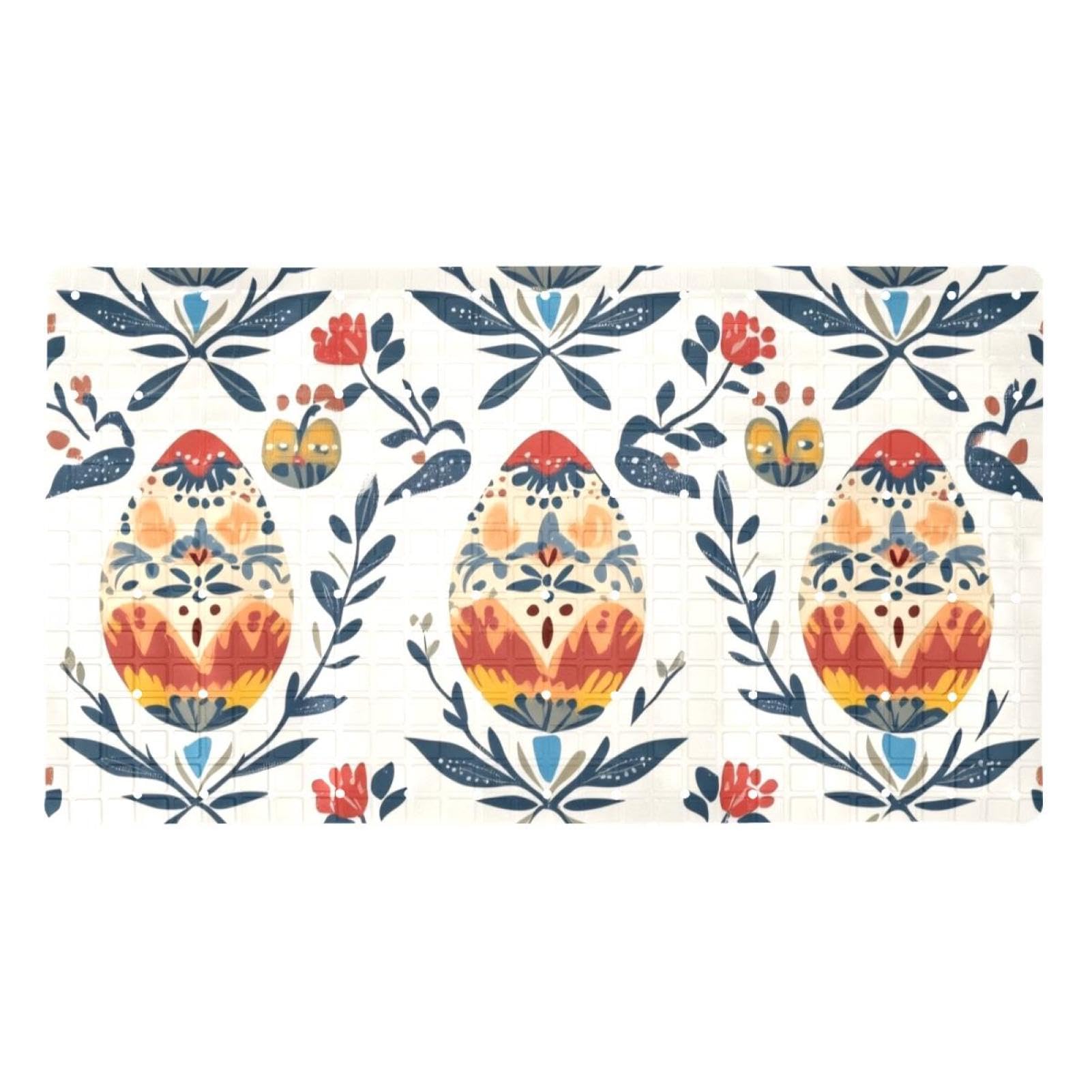 Rutschfeste Badematten für Badezimmer, Motiv: Ostereier im Retro-Folk-Stil, rechteckige Badewannenmatte, maschinenwaschbar, 40 x 70 cm