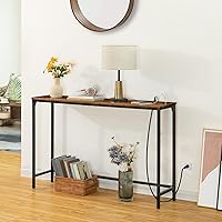 Vista 8 de HOOBRO 47.2" Console Table with Power Outlets and USB Ports, Sofa Narrow Entryway Table with Charging Station, Behind Couch Table, Hallway, Foyer