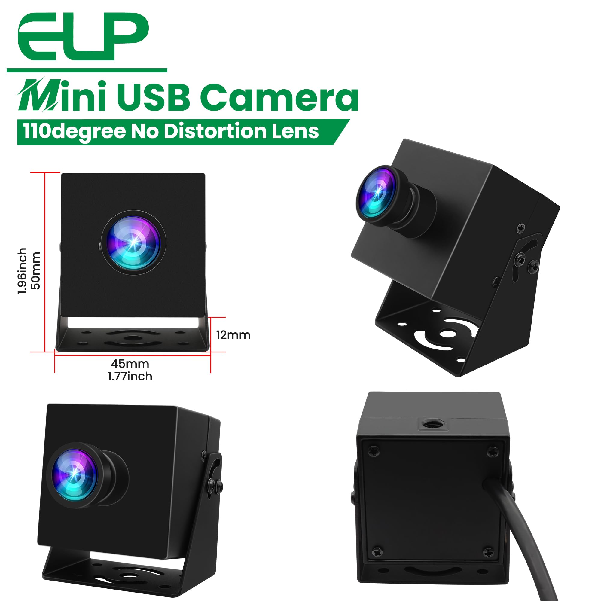 ELP Telecamera USB 1080P 120fps per computer - Fotocamera grandangolare da 12 MP per PC, ad alta velocità e design mini per desktop, industriale, sicurezza e Raspberry Pi