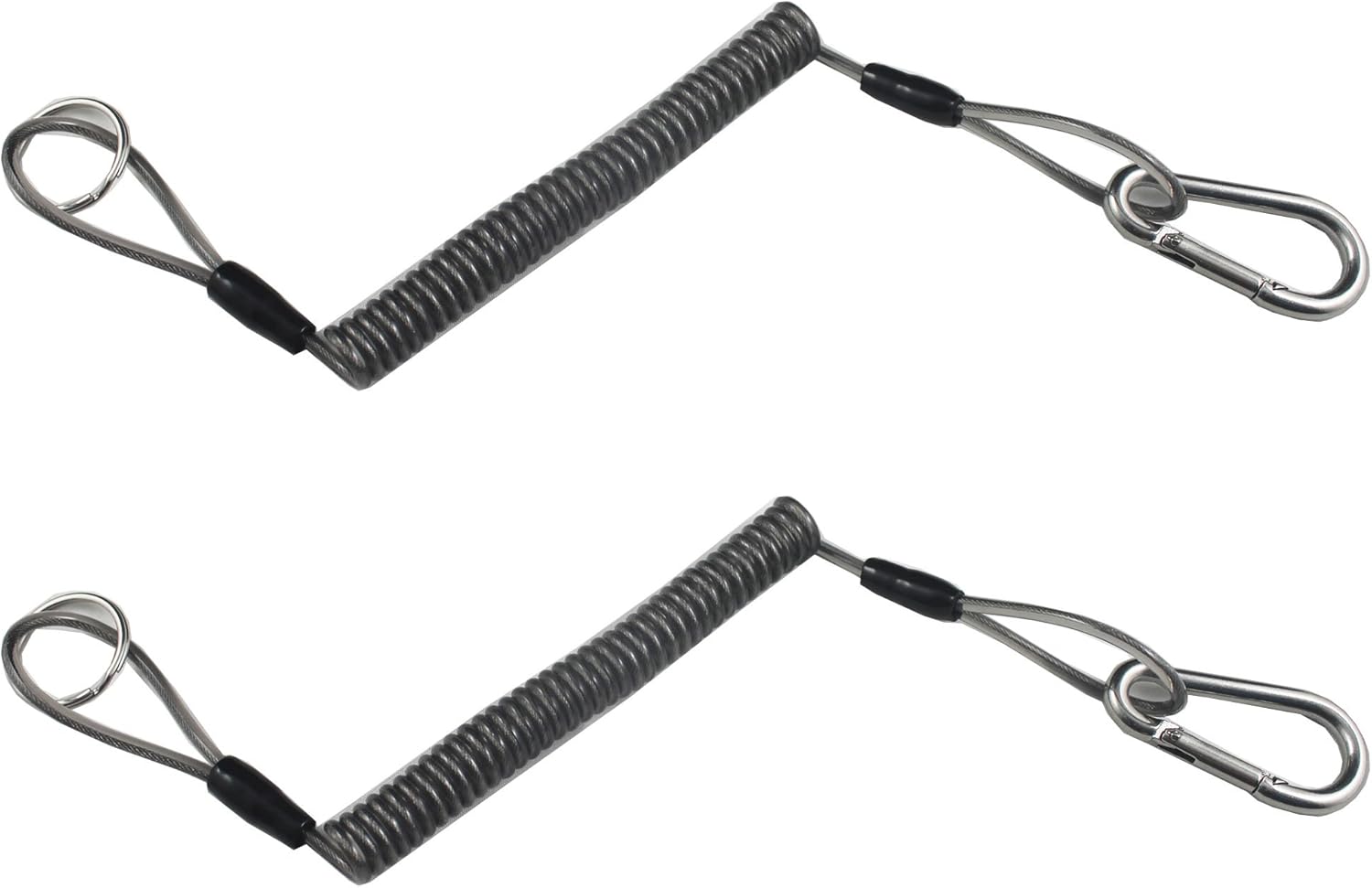 2 X Stainless Steel Boating Kayak Camping Fishing Pliers Lanyard Coiled Tether Retractable Steel Coil Lanyard Flexible Lanyard Fishing Tool Tether