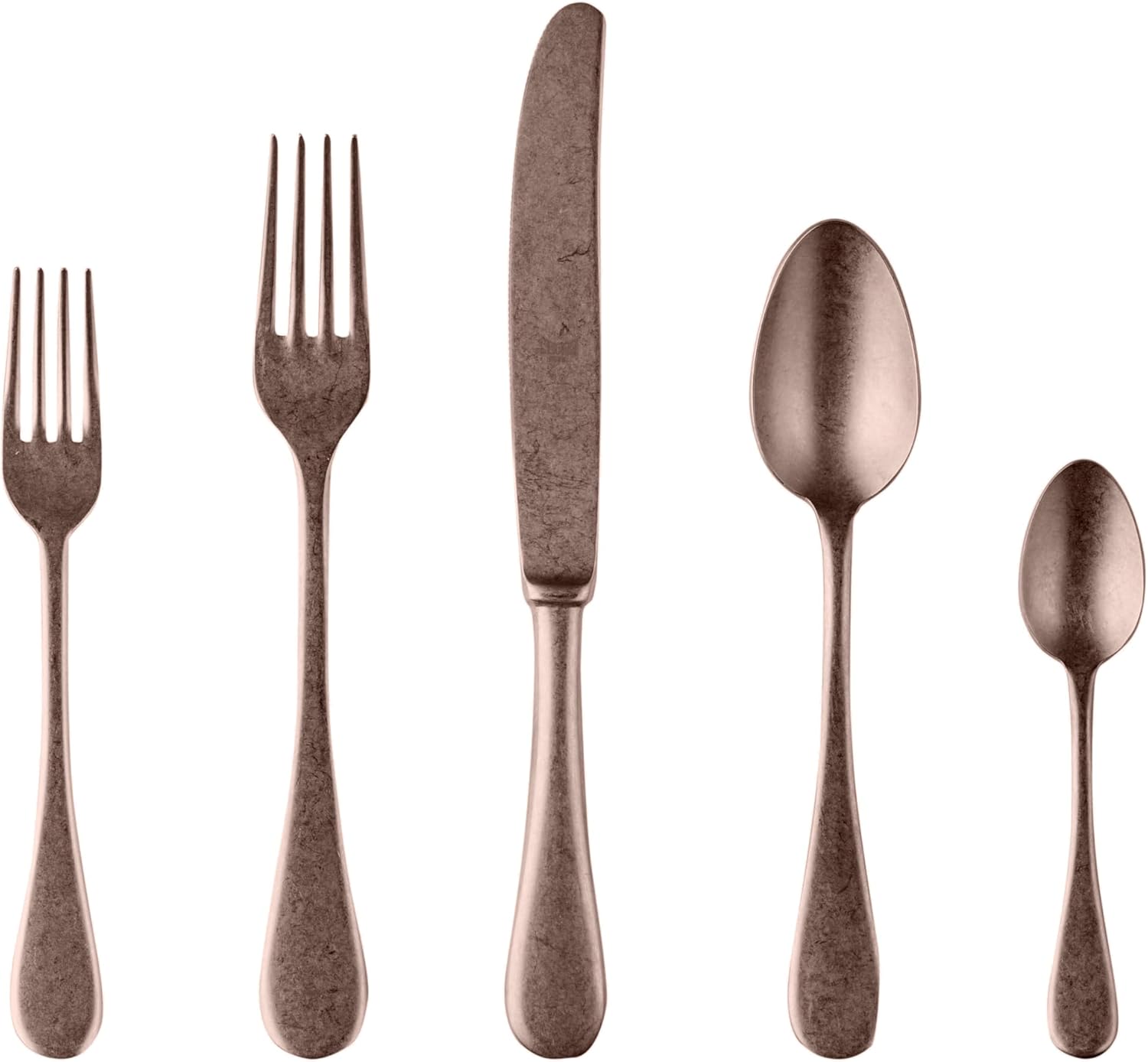 MEPRA 1098VI22005 Vintage Bronze 5-Piece Durable 18/10 Stainless Steel American Style Flatware Cutlery Set for Fine Dining, Dishwasher Safe, Service for 1