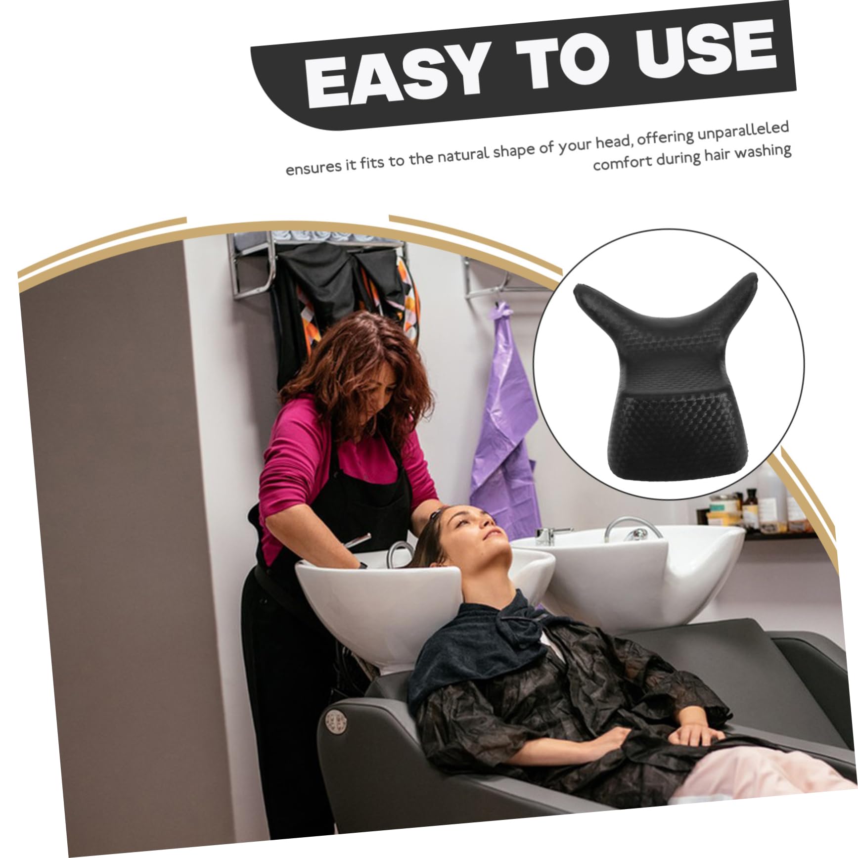Almohada para Lavar el Cabello para Bañera, PVC Negro