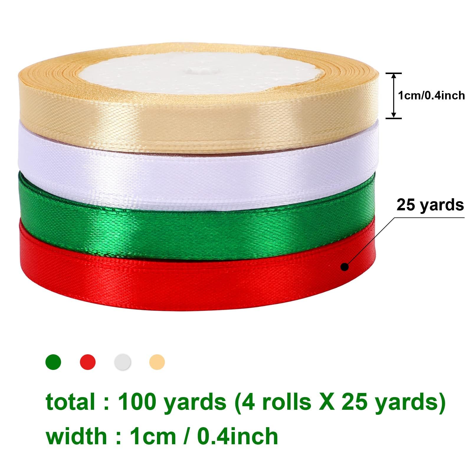 Snapklik.com : DECYOOL 4 Rolls 100 Yards Christmas Ribbons 10mm Wide ...