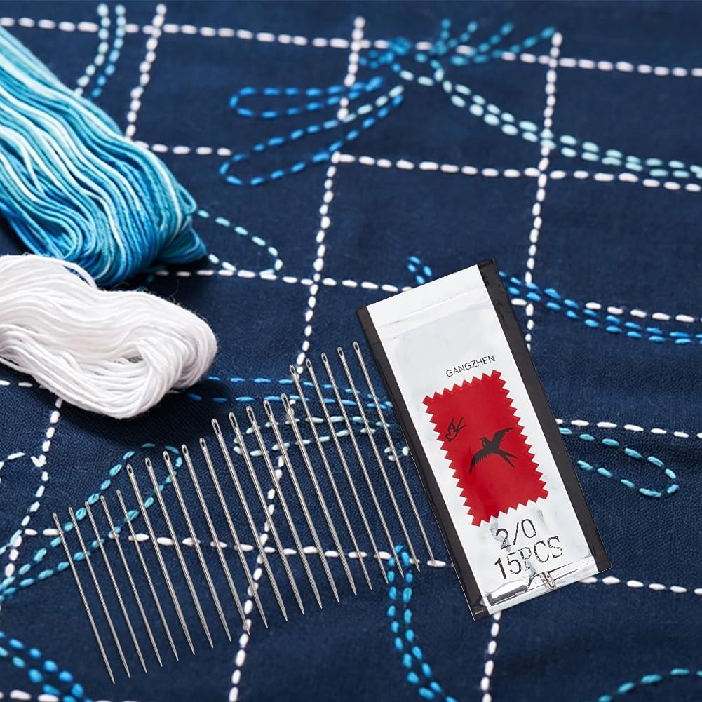 FREEBLOSS 120Pcs Sashiko Needles 4 Sizes Sashiko Hand Sewing Needles Embroidery Needle for Quilting Patchwork Hand Sewing Supplies with Plastic Case for Storage, 8 Packs