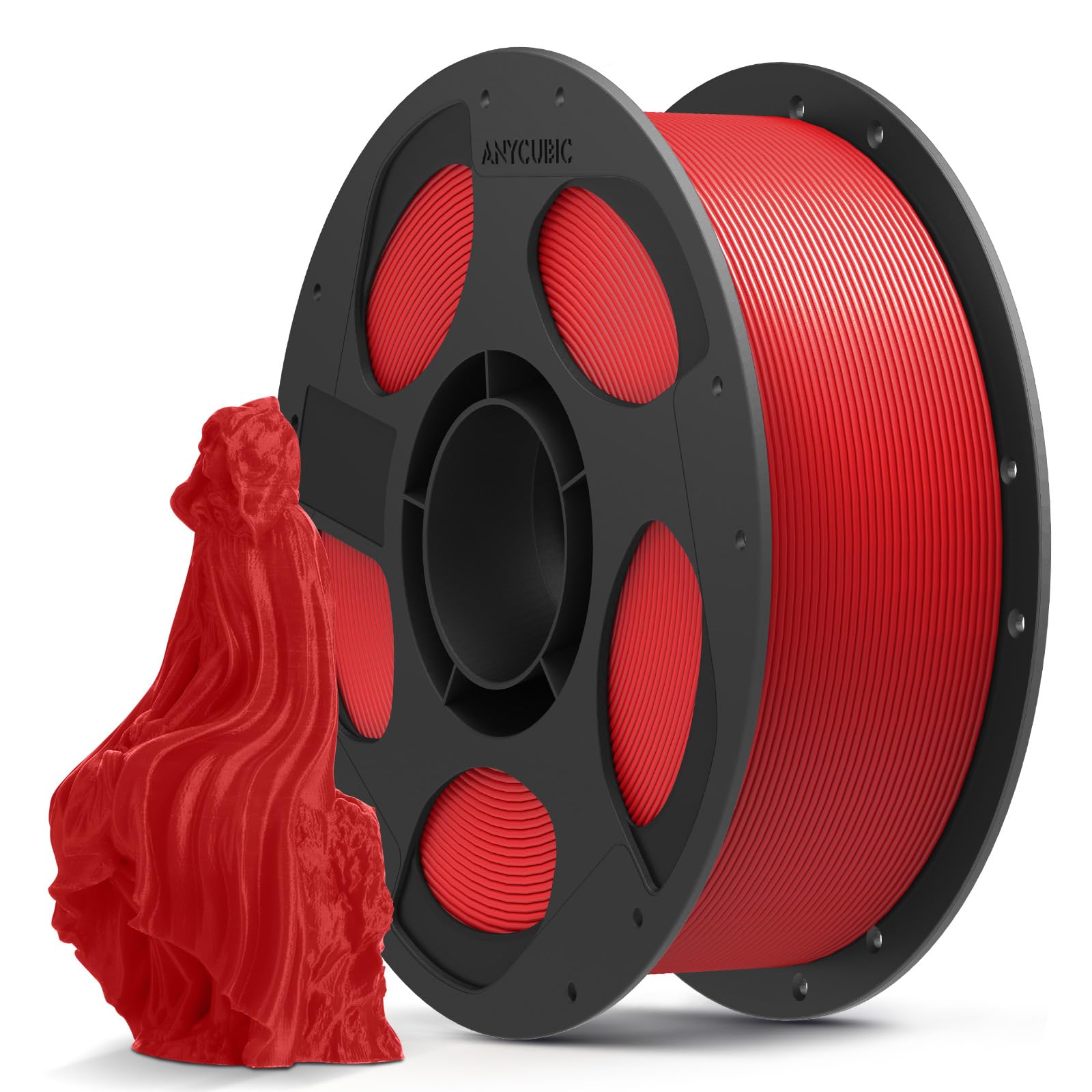 ANYCUBIC Refill PLA und Spool Kit 1KG Rot, 1,75mm Filament 3D-Druckmaterialien mit Hoher Fließfähigkeit, Neatly Wound, Intelligente Identifikation